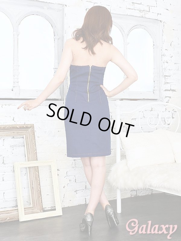 画像5: 胸元SEXY襟開き*バックファスナー*ベアトップ*カジュアルデニムドレス*1color (5)