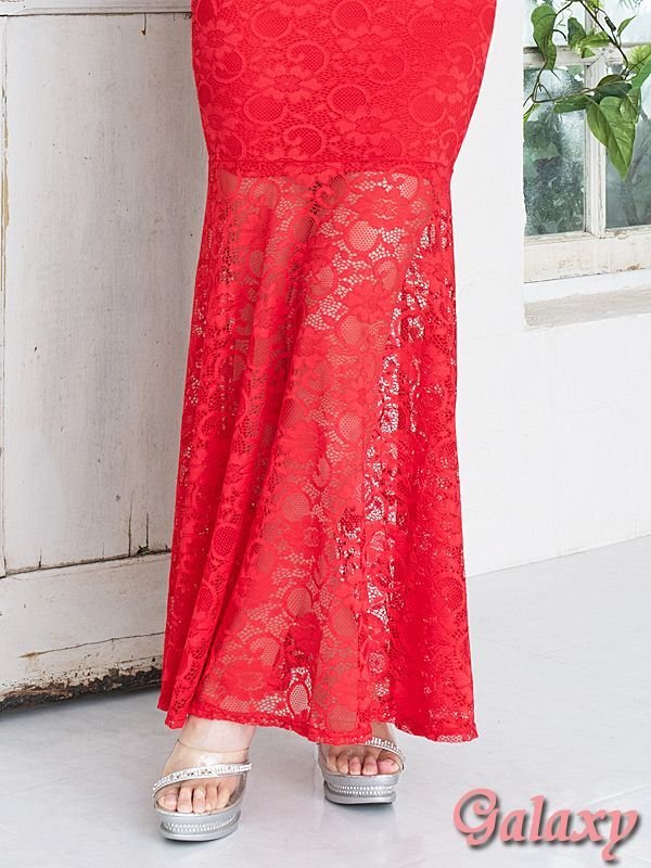 画像10: 胸元＆裾SEXY透け*オフショルデザイン*総レース*マーメイドロングドレス*1color*M/L (10)