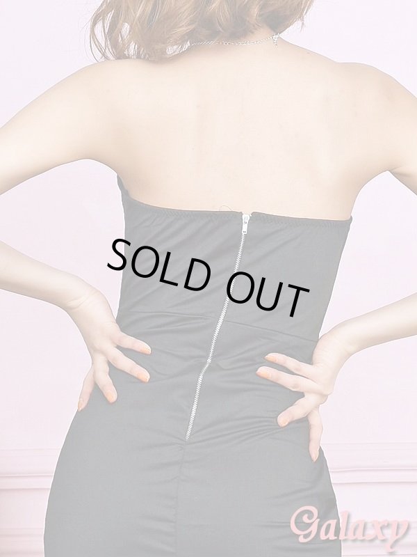 画像9: 胸元Vカット*バックジップ*大胆SEXYフロントスリット*膝丈タイトワンピースドレス*1color (9)