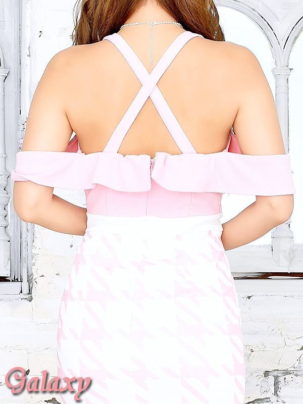 画像29: 【Rich or Die】バンテージ風*クロスオフショルダーキャミ*パステル千鳥格子柄*タイトミニドレス*3color (29)