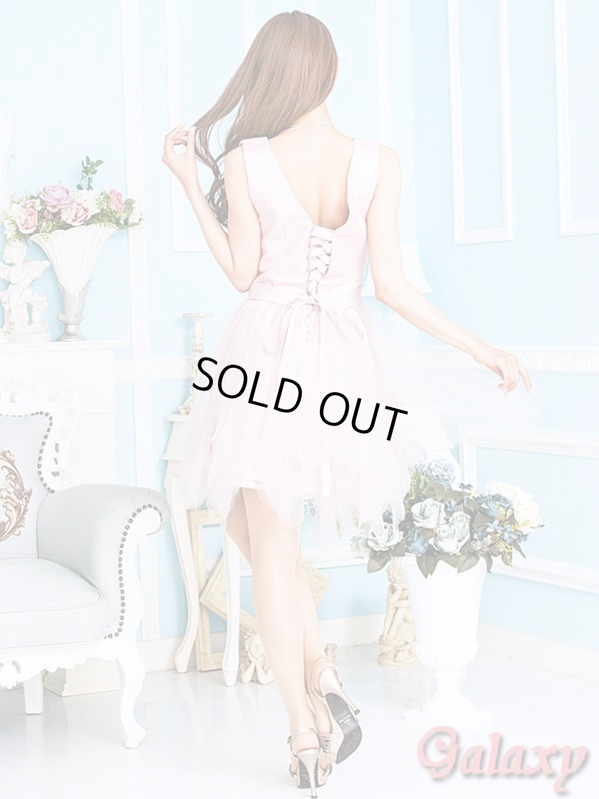 画像5: 【PRINCESS】バック編み上げ*胸元プリーツ*裾アシンメトリーチュールミニドレス*S/M/L/XL/XXL (5)