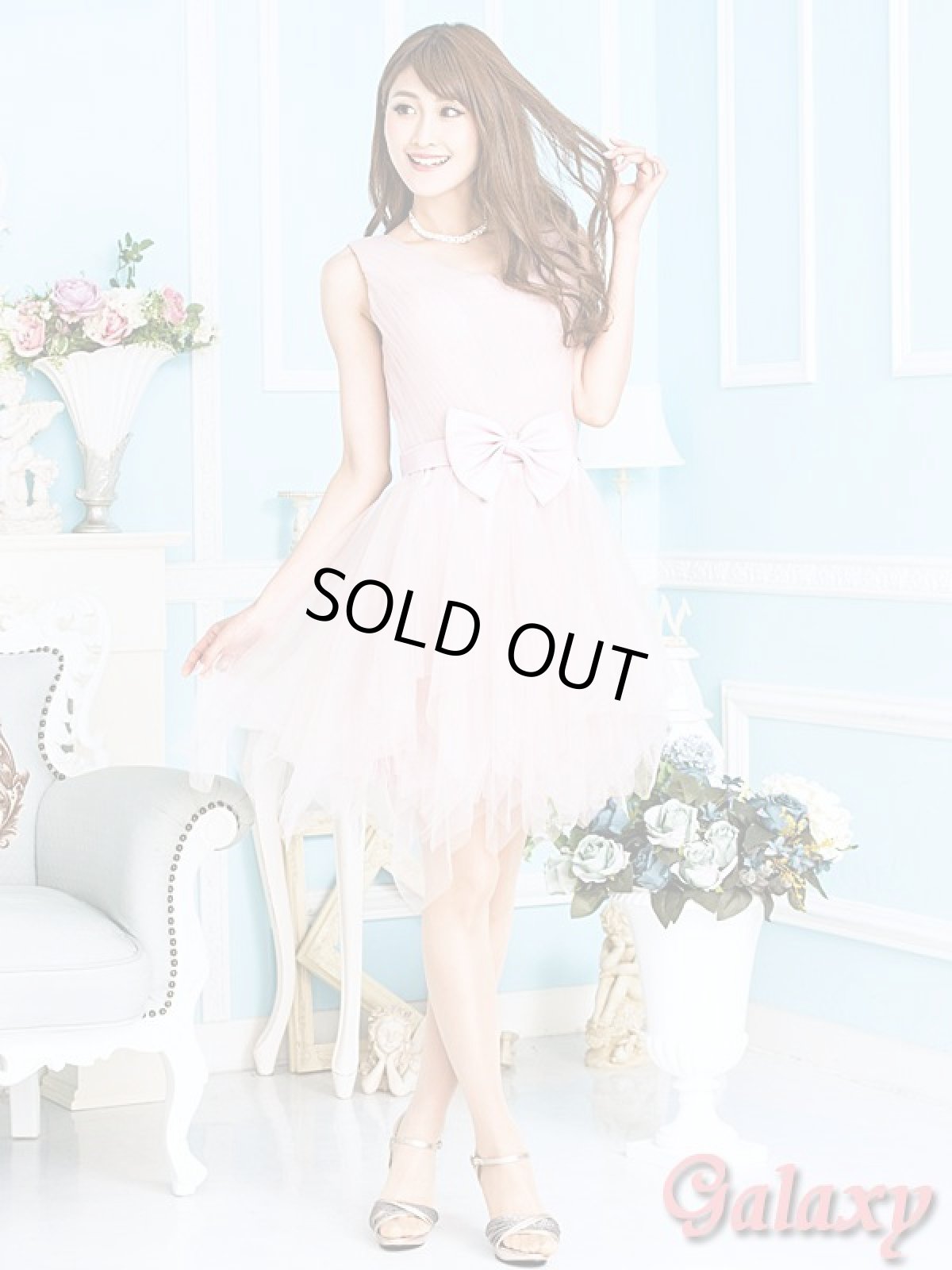 画像2: 【PRINCESS】バック編み上げ*胸元プリーツ*裾アシンメトリーチュールミニドレス*S/M/L/XL/XXL (2)