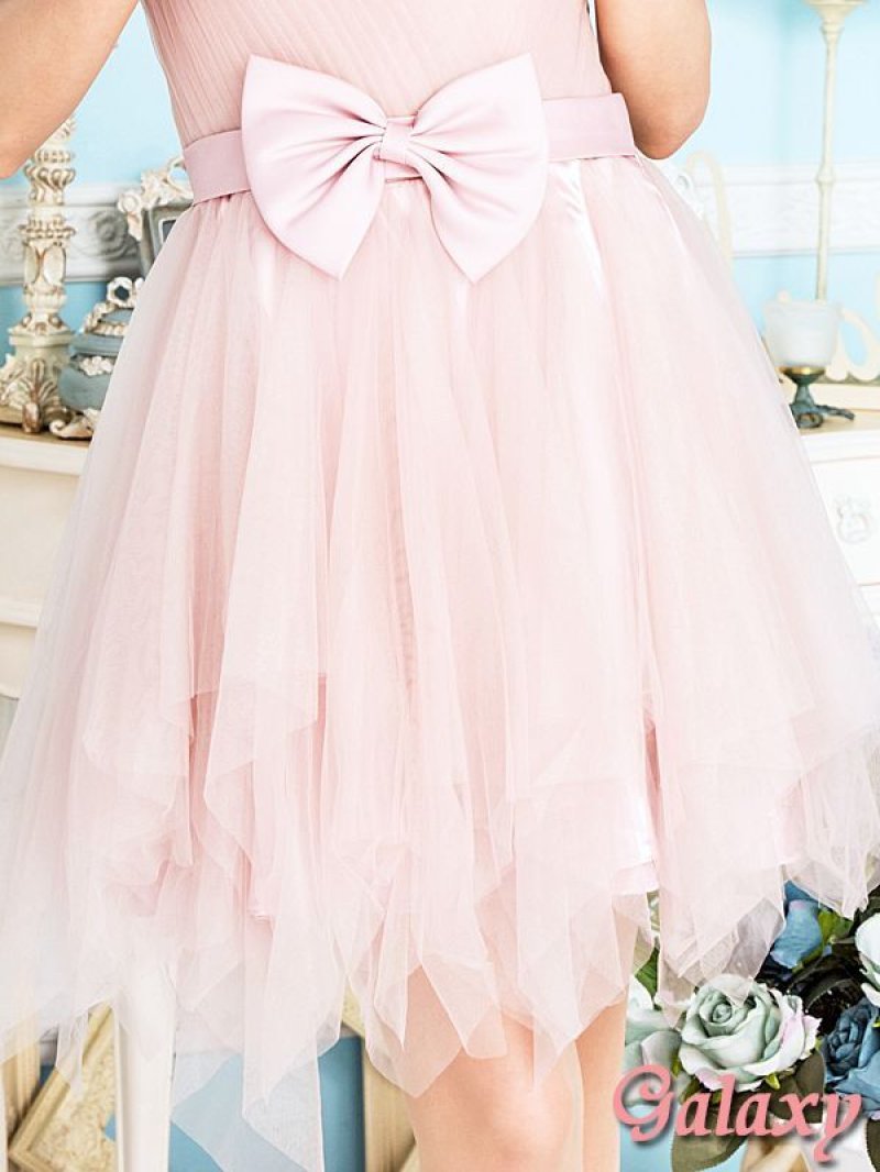画像3: 【PRINCESS】バック編み上げ*胸元プリーツ*裾アシンメトリーチュールミニドレス*S/M/L/XL/XXL
