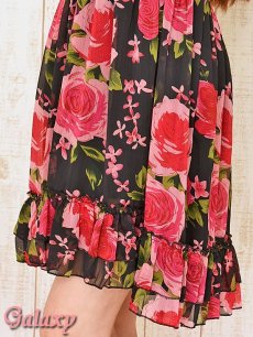 画像9: CUTE花柄シフォン*胸元シャーリング*リゾート*ミニワンピース*2color (9)