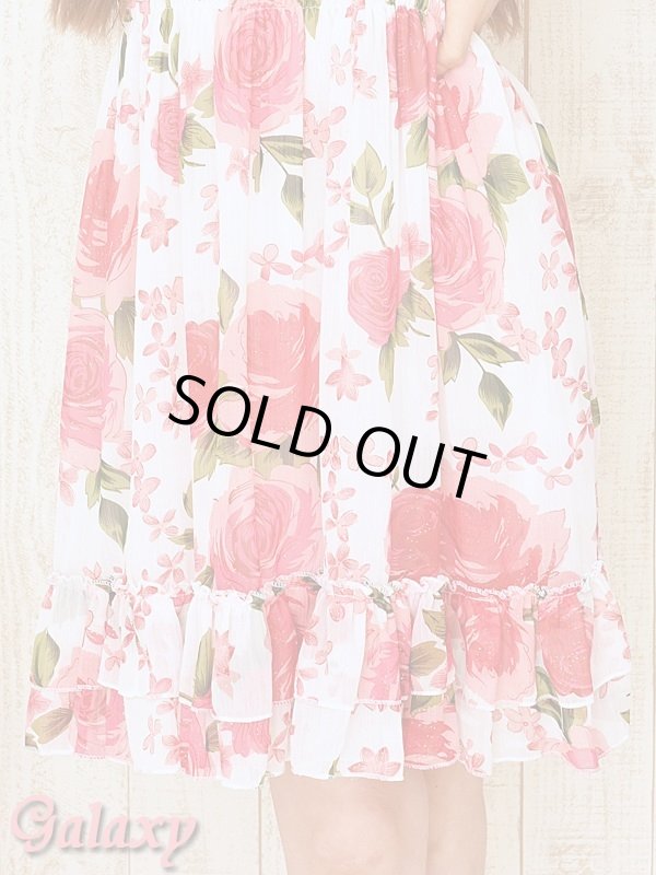 画像18: CUTE花柄シフォン*胸元シャーリング*リゾート*ミニワンピース*2color (18)