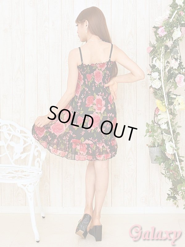 画像5: CUTE花柄シフォン*胸元シャーリング*リゾート*ミニワンピース*2color (5)