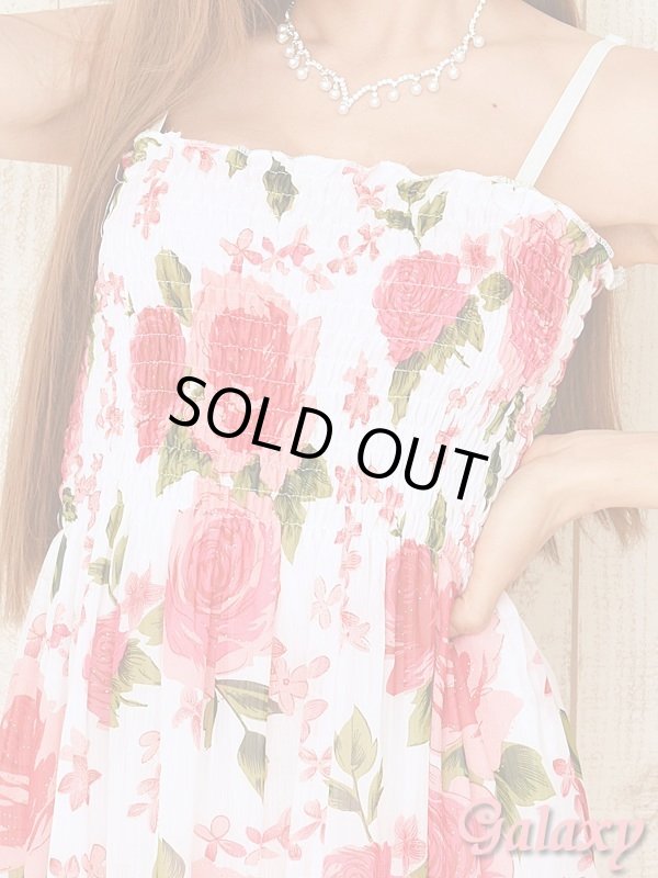 画像16: CUTE花柄シフォン*胸元シャーリング*リゾート*ミニワンピース*2color (16)