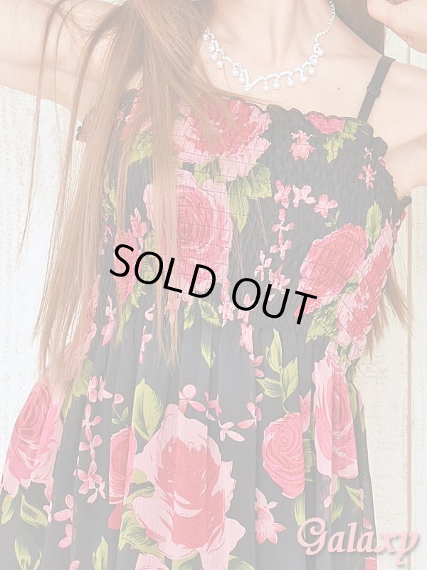 画像7: CUTE花柄シフォン*胸元シャーリング*リゾート*ミニワンピース*2color (7)