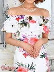 画像8: バルドーネック*オフショルダー*フローラルフラワープリント*セミロング丈ドレス*1color (8)