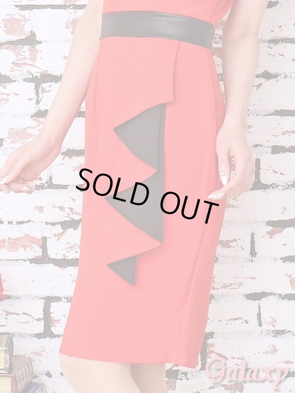 画像9: 【L.A.ドレス】胸元カシュクールデザイン*合皮切替ワンピース*1color (9)