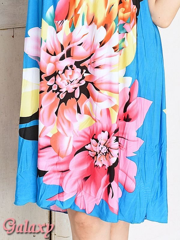 画像18: 【L.A.ドレス】鮮やか大判フラワープリント*リゾートミニワンピース*2color*M/L (18)