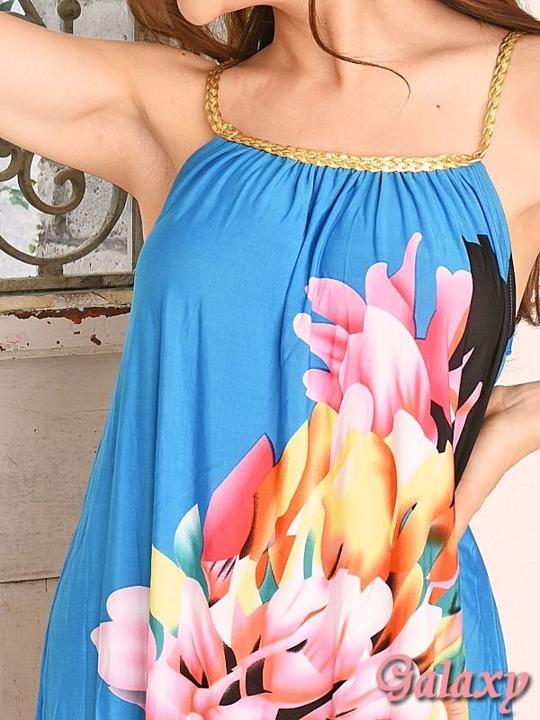 画像16: 【L.A.ドレス】鮮やか大判フラワープリント*リゾートミニワンピース*2color*M/L (16)