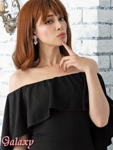 画像35: ボレロ風アシンメトリー*フリルオフショルデザイン*シンプルワンカラー*ミディアム丈ワンピース*5color*S/M/L/XL/XXL (35)