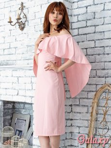 画像18: ボレロ風アシンメトリー*フリルオフショルデザイン*シンプルワンカラー*ミディアム丈ワンピース*5color*S/M/L/XL/XXL (18)