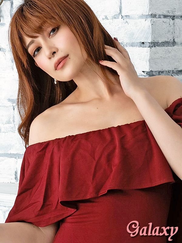 画像14: ボレロ風アシンメトリー*フリルオフショルデザイン*シンプルワンカラー*ミディアム丈ワンピース*5color*S/M/L/XL/XXL (14)