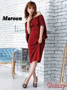 画像9: ボレロ風アシンメトリー*フリルオフショルデザイン*シンプルワンカラー*ミディアム丈ワンピース*5color*S/M/L/XL/XXL (9)