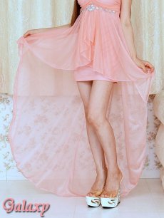 画像9: フラワーモチーフ*カラーストーンデザイン*ラメヴェール付き*ミニinロングドレス*1color (9)