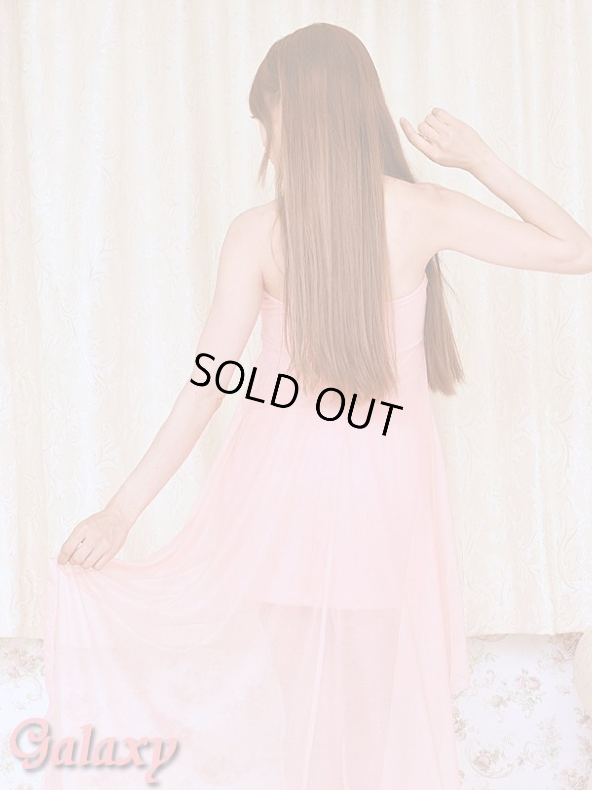 画像6: フラワーモチーフ*カラーストーンデザイン*ラメヴェール付き*ミニinロングドレス*1color (6)