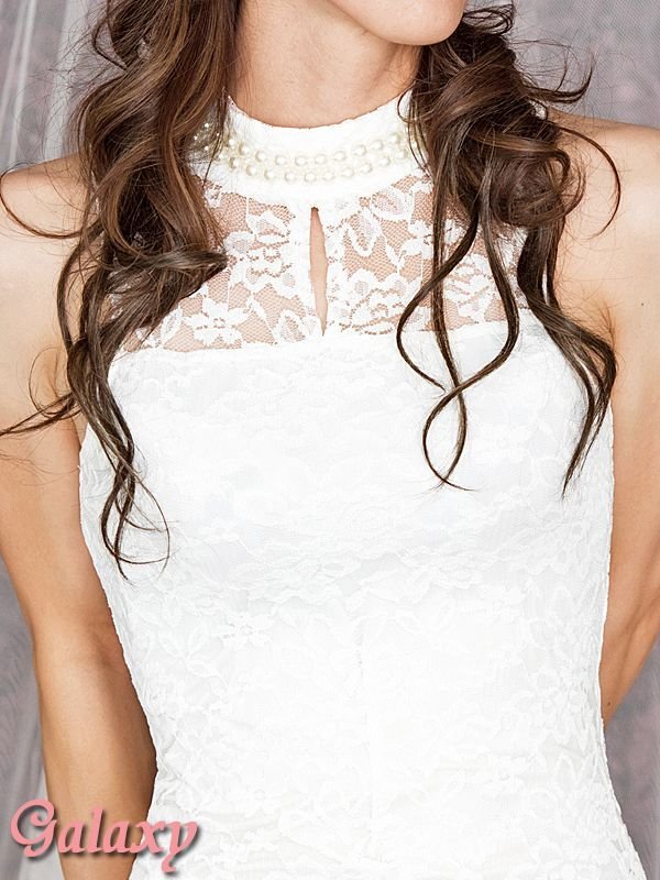 画像19: 首元パールビーズ飾り*総レースデザインストレッチミニドレス*2color*M/L (19)