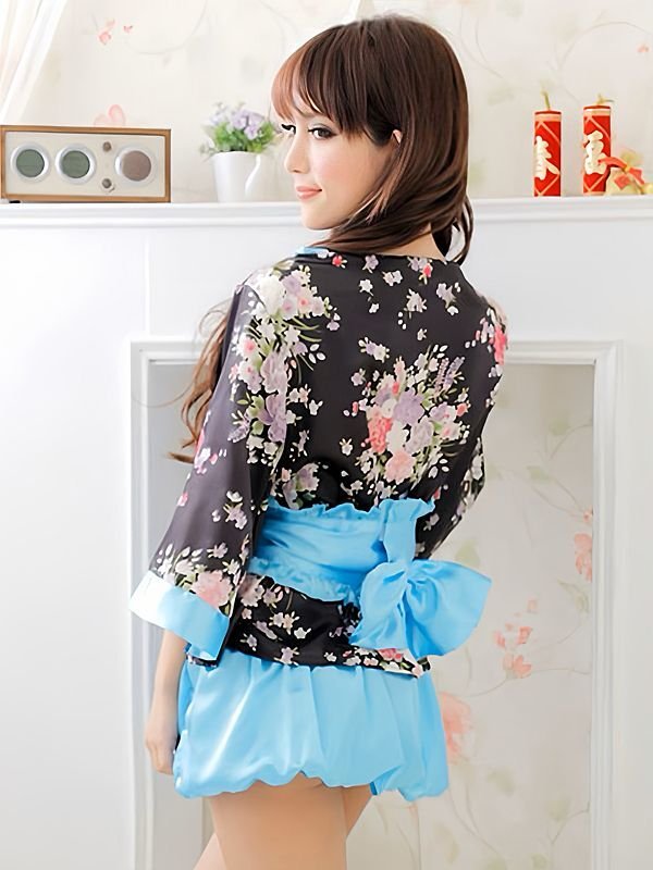 画像3: 花柄花魁着物*バルーンスカート風*2ピース*コスチューム【4点セット】*1color (3)