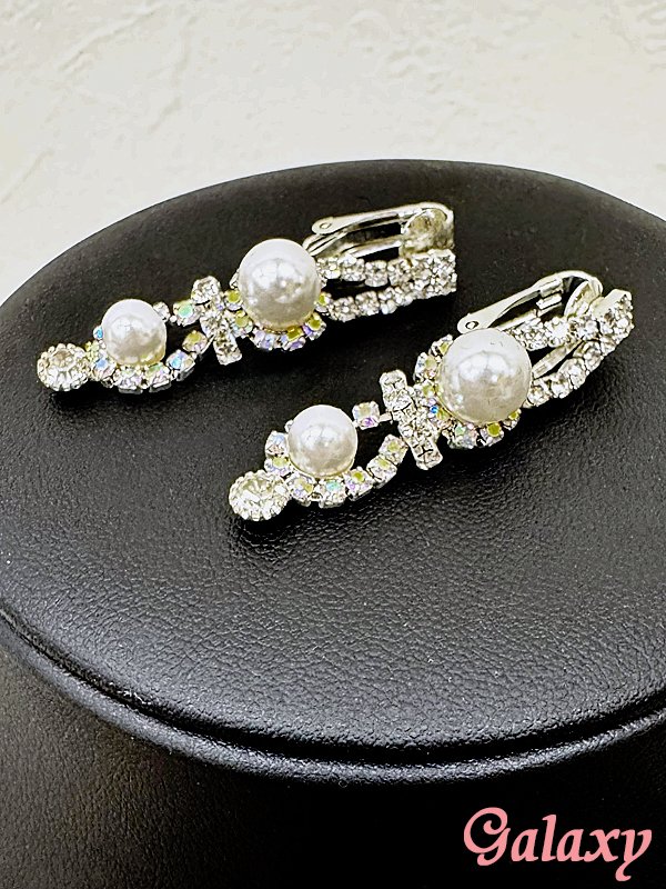 画像4: パール×オーロラビジュのアクセサリー2点セット【ネックレス・イヤリング】 (4)