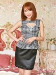 画像8: 【Tika】胸開きビジュー装飾*グレンチェック*千鳥格子柄*ペプラムデザイン*サテンミニドレス*2color (8)