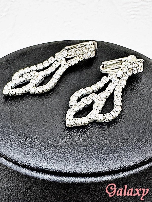 画像4: リーフモチーフ*ラインストーンアクセサリー2点セット【ネックレス・イヤリング】 (4)