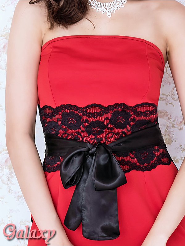 画像8: サテンリボンベルト付き*裾＆ウエストレース使い*ストレッチベアタイトミニワンピ*2color*M/L/XL (8)