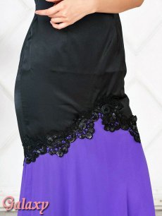 画像9: チョーカー風アメスリ*バックSEXY*スパン刺繍レース*サテン地シフォン切り替えロングドレス*1color (9)