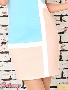 画像11: トリコロールマカロンカラー*幾何学柄タイトラインワンピース*1color (11)