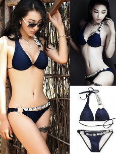 画像4: 大粒ビジュ付デザイン*ビキニ*水着*上下2点セット*1color (4)
