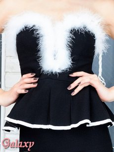 画像10: 【WinterCollection】胸元ファー付き*ペプラムデザイン*ストレッチベアワンピース*1color (10)