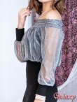 画像23: シースルー袖*オーロラオーガンジー切替*オフショルダー*ミニワンピ*3color*S/M/L/XL (23)