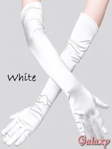 画像4: シルバーストーン*騙し絵アクセサリー付デザイン*ストレッチサテン*ロンググローブ*2color (4)