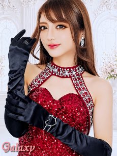 画像2: シルバーストーン*騙し絵アクセサリー付デザイン*ストレッチサテン*ロンググローブ*2color (2)