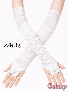 画像11: 指開き*CUTEな小リボン付き*ストレッチサテン*ロンググローブ*3color (11)