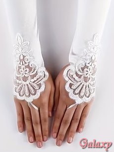画像9: パール飾り*レースモチーフ*ストレッチサテン*ロンググローブ*2color (9)