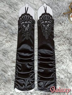 画像7: パール飾り*レースモチーフ*ストレッチサテン*ロンググローブ*2color (7)
