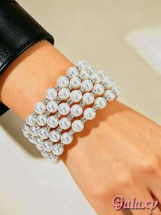 画像4: BIGパール×クリアビジュ*5連スパイラル*ブレスレット (4)