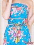 画像9: 【LoveRich】小花和柄*着物帯風バックリボン*ゴールド帯紐付き*タイトフレアー*サテンロングドレス*1color (9)