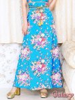 画像12: 【LoveRich】小花和柄*着物帯風バックリボン*ゴールド帯紐付き*タイトフレアー*サテンロングドレス*1color (12)