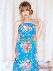 画像3: 【LoveRich】小花和柄*着物帯風バックリボン*ゴールド帯紐付き*タイトフレアー*サテンロングドレス*1color (3)