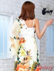 画像6: 【LoveRich】豪華ビジュー*水彩花柄*背中リボン*シフォンワンショル*ミニinロング着物ドレス*1color (6)