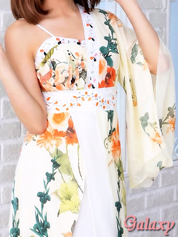 画像8: 【LoveRich】豪華ビジュー*水彩花柄*背中リボン*シフォンワンショル*ミニinロング着物ドレス*1color (8)