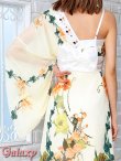 画像10: 【LoveRich】豪華ビジュー*水彩花柄*背中リボン*シフォンワンショル*ミニinロング着物ドレス*1color (10)