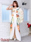 画像2: 【LoveRich】豪華ビジュー*水彩花柄*背中リボン*シフォンワンショル*ミニinロング着物ドレス*1color (2)
