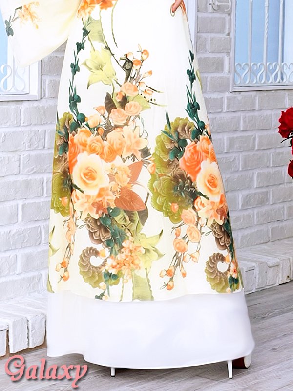画像12: 【LoveRich】豪華ビジュー*水彩花柄*背中リボン*シフォンワンショル*ミニinロング着物ドレス*1color (12)