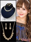 画像1: スクエアモチーフ*パール×クリアビジュ*アクセサリー2点セット【ネックレス・イヤリング】 (1)
