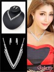 画像1: Vライン*ハートモチーフデザイン*クリアビジュ*アクセサリー2点セット【ネックレス・イヤリング】 (1)