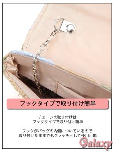 画像10: 2way*上品グレイッシュカラー*フラワー刺繍*ショルダーチェーン付きクラッチ*パーティーバッグ (10)